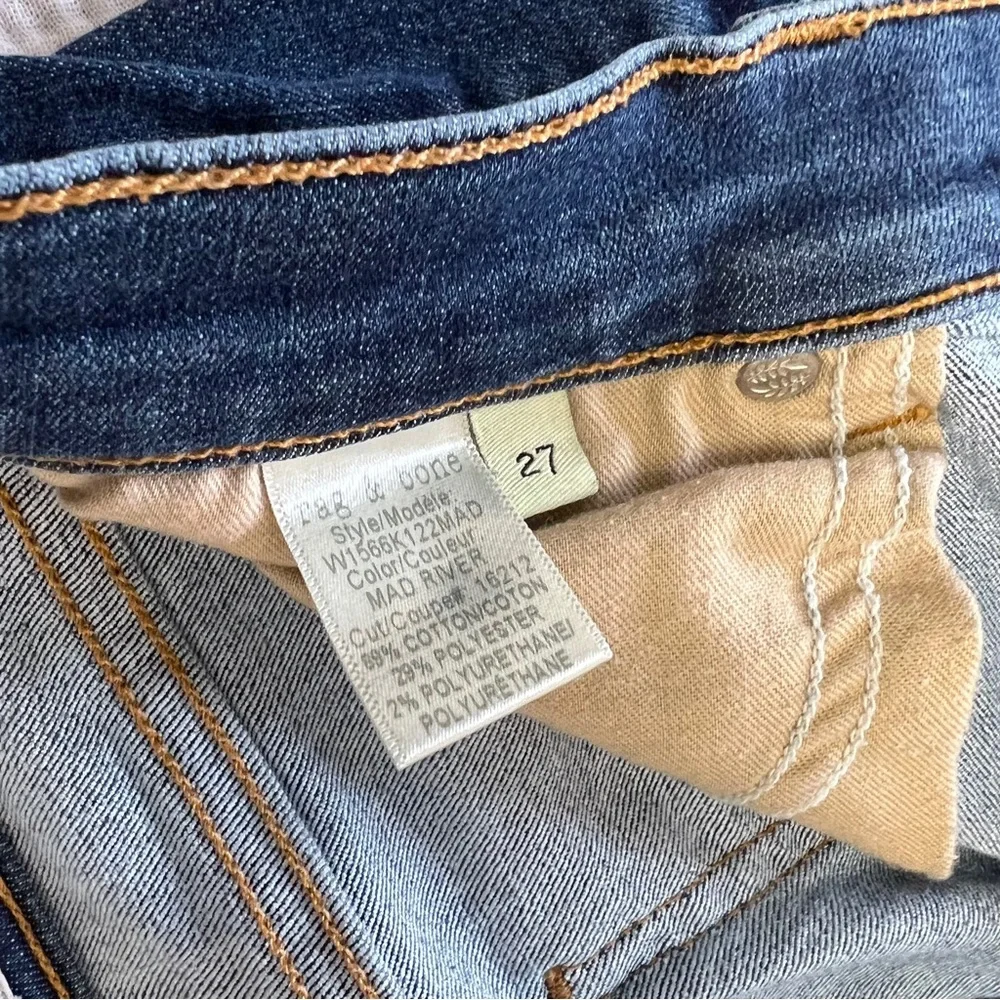 rag & bone 10 inch high rise skinny jeans in medium wash size 27 with raw hem - Picture 8 of 11